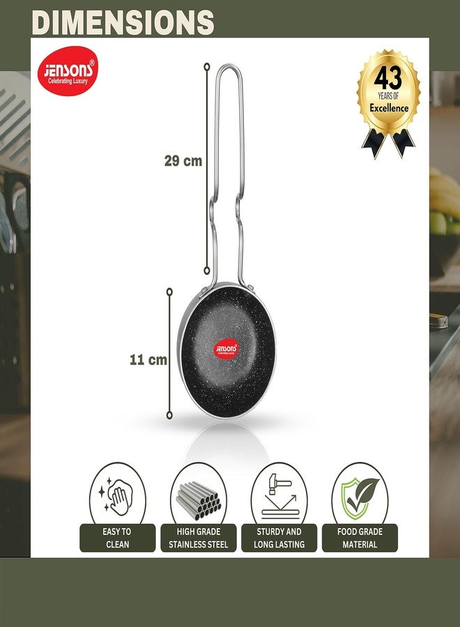 Jensons Cuisine Premium Non Stick Tadka Pan with Steel Handle | Vaghar | Chouk Pan | Tadka Pan 10 cm Diameter 0.5 L Capacity - Image 2